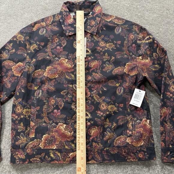 Fresh Prints of Bel-Air Floral Jacket Men M Black Multi Cotton Zip Up Streetwear - Picture 8 of 11